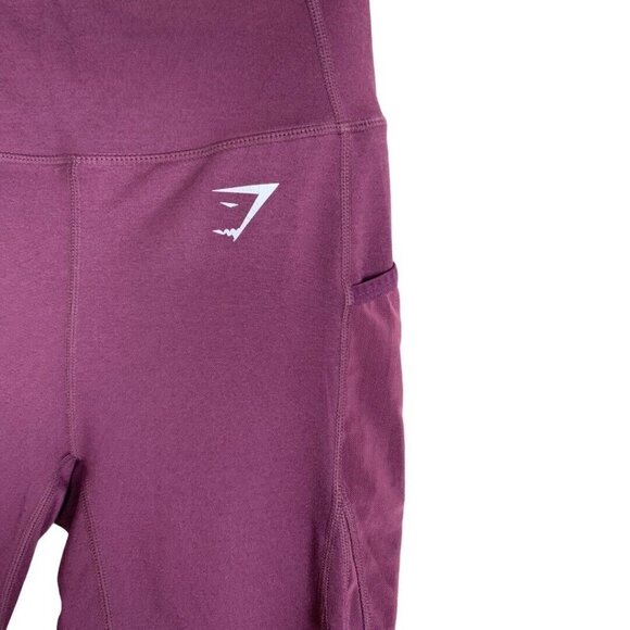 Gymshark Leggings Burgundy Side‎ Mesh Pockets - Picture 3 of 8